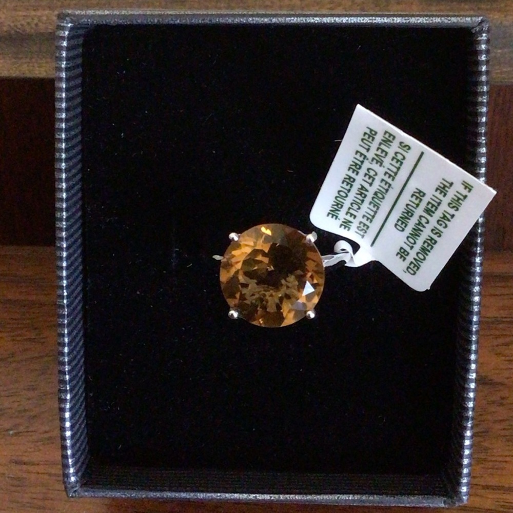 Sterling Silver Whiskey Quartz Cocktail Ring